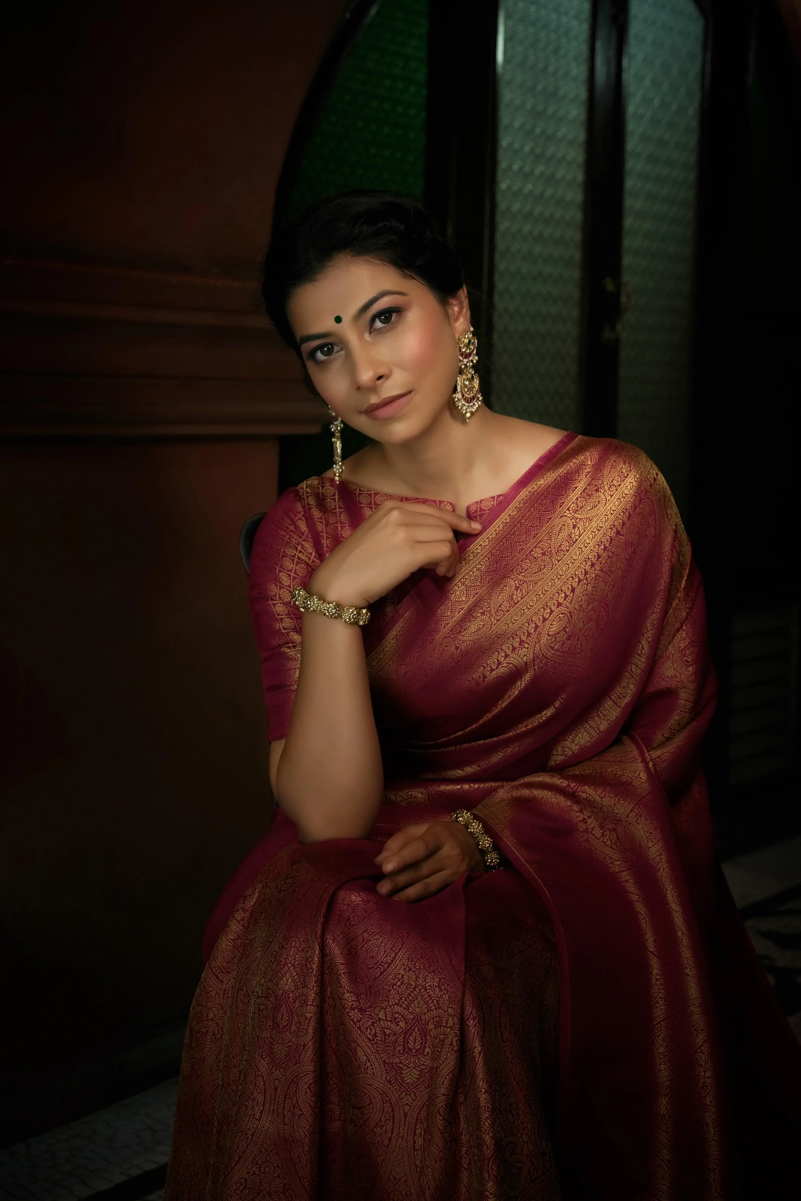 Barbie Pink Golden Zari Kanjivaram Silk Saree - Image 4