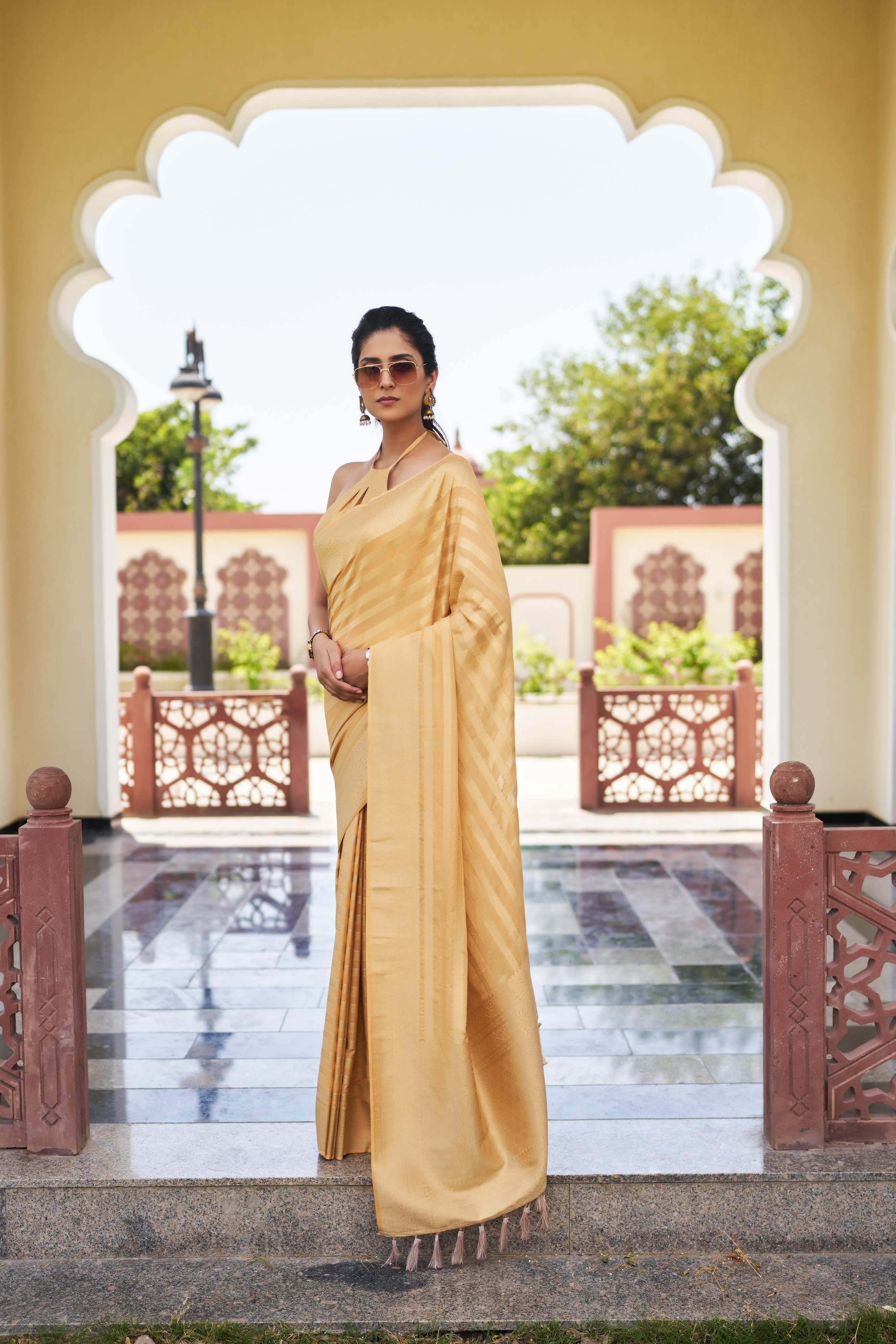 Beige Feather Soft Saree - Image 3