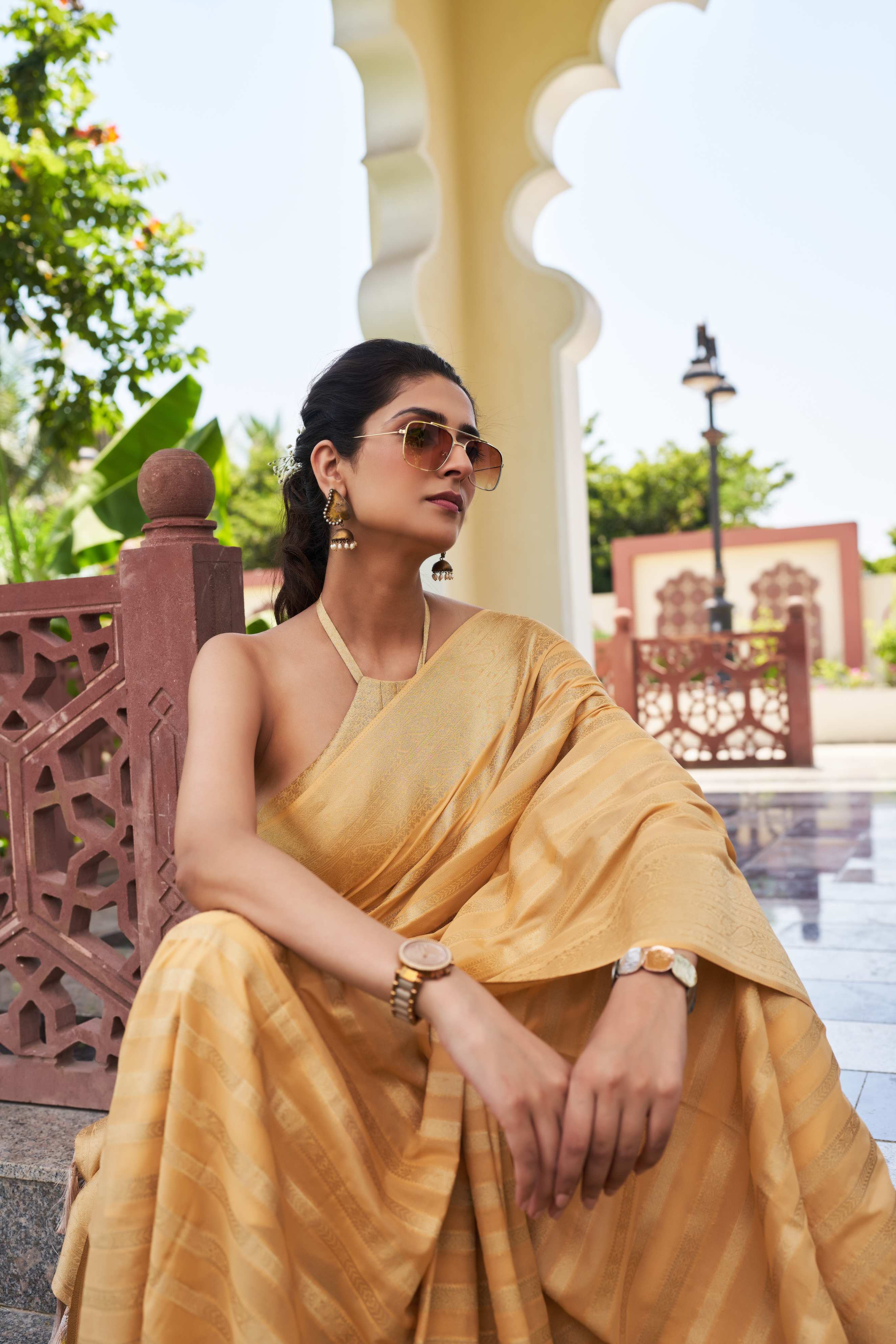 Beige Feather Soft Saree - Image 4