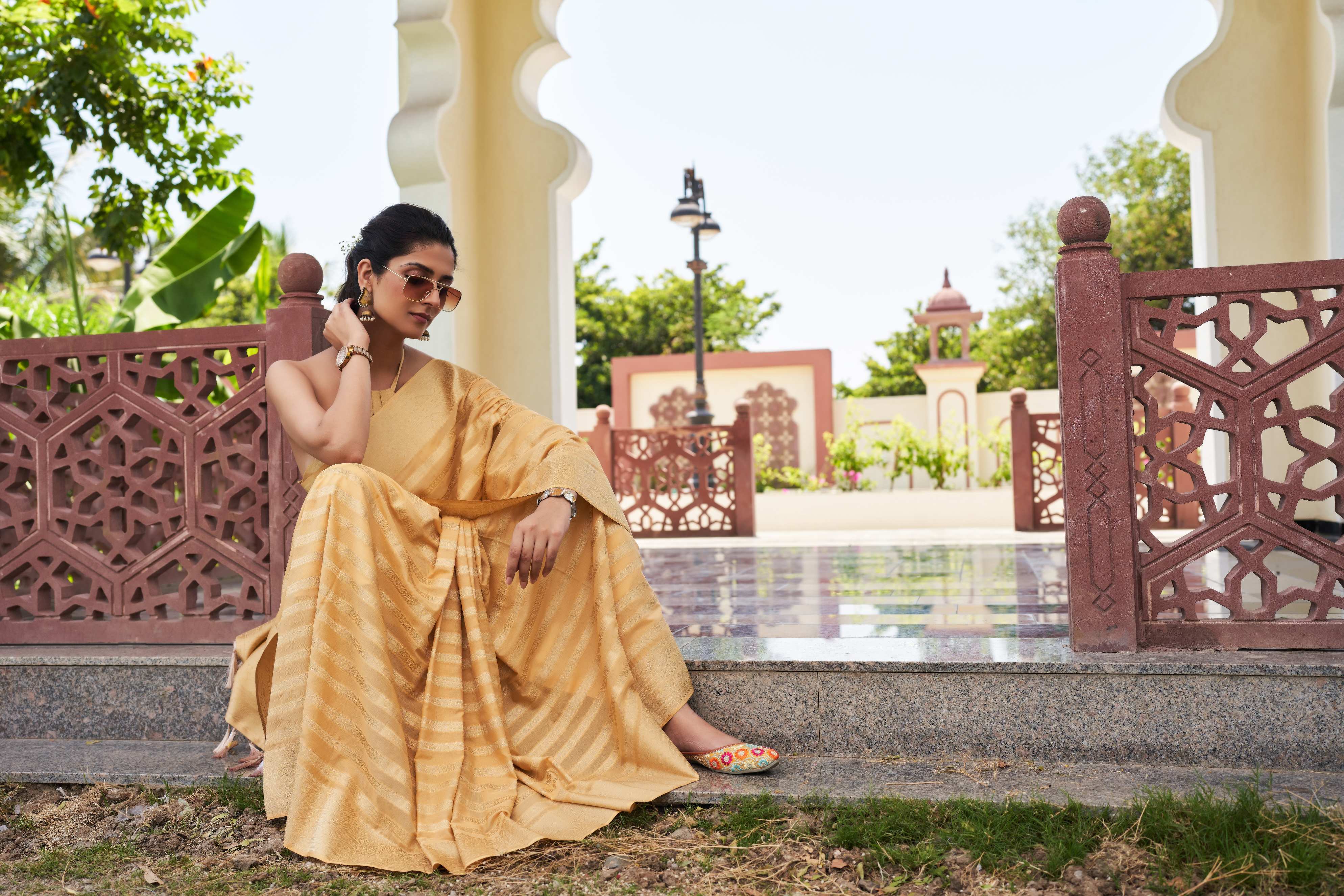 Beige Feather Soft Saree - Image 5