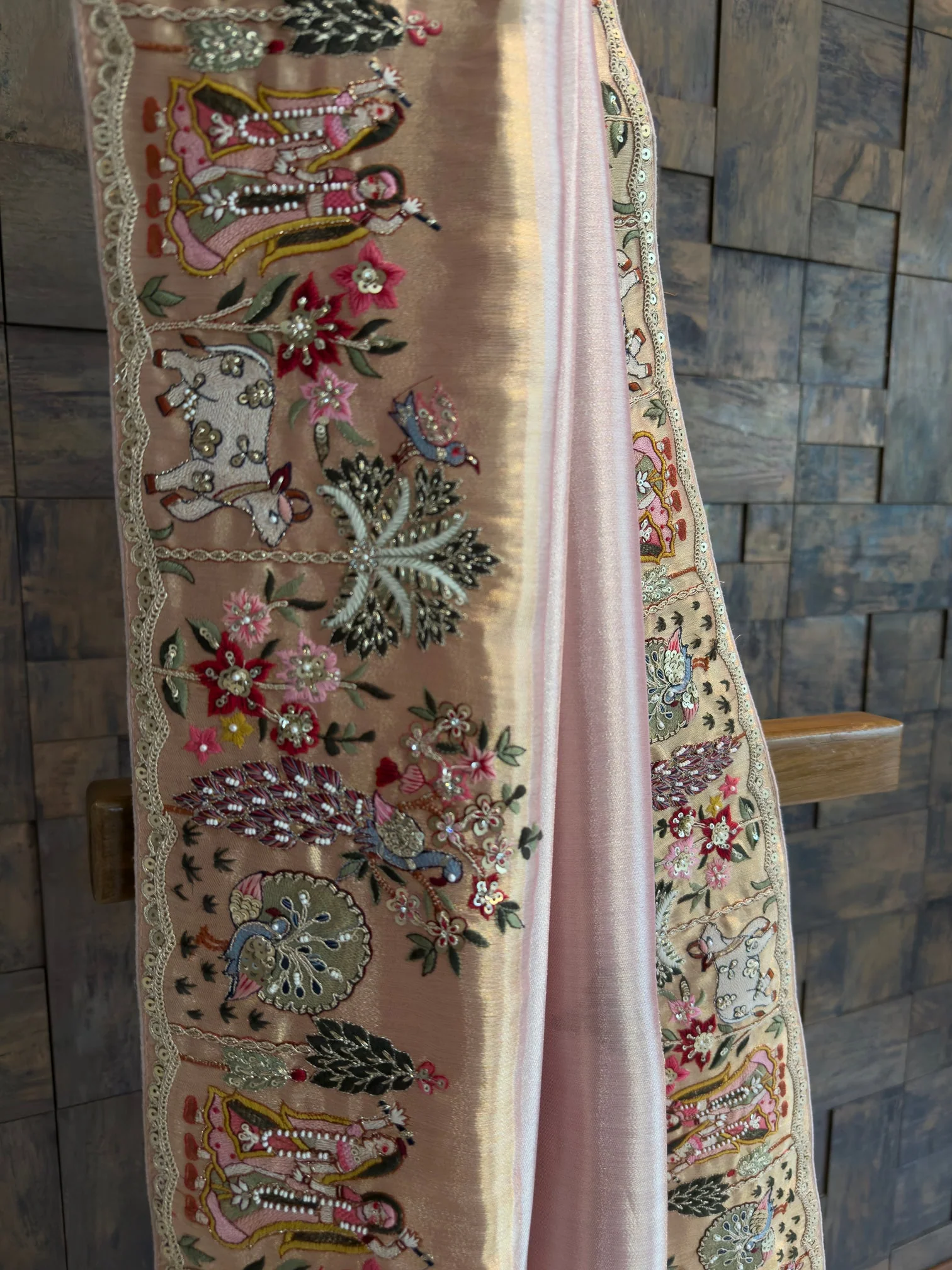 Lilac Tissue Silk Saree with Zari Weaving & Hand Work - Image 11