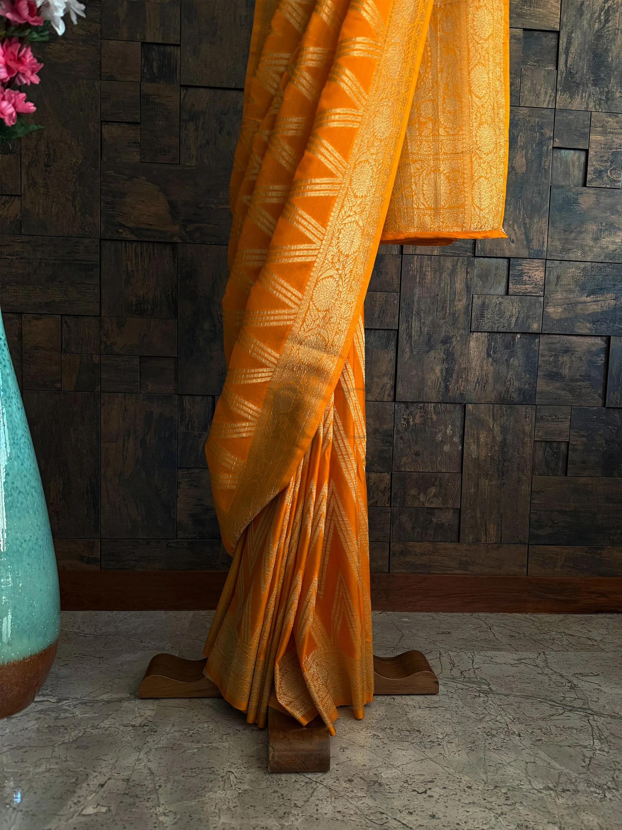 Mustard Yellow Feather Soft Saree with Rich Zari Woven Pallu - Image 4