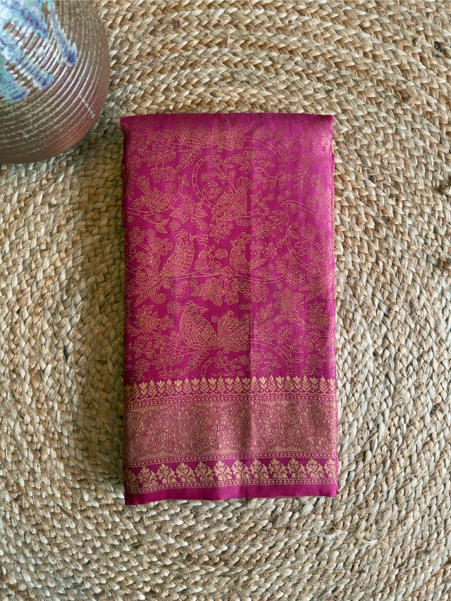 Pink Kanjivaram Silk Saree with Zari Weave - Image 5