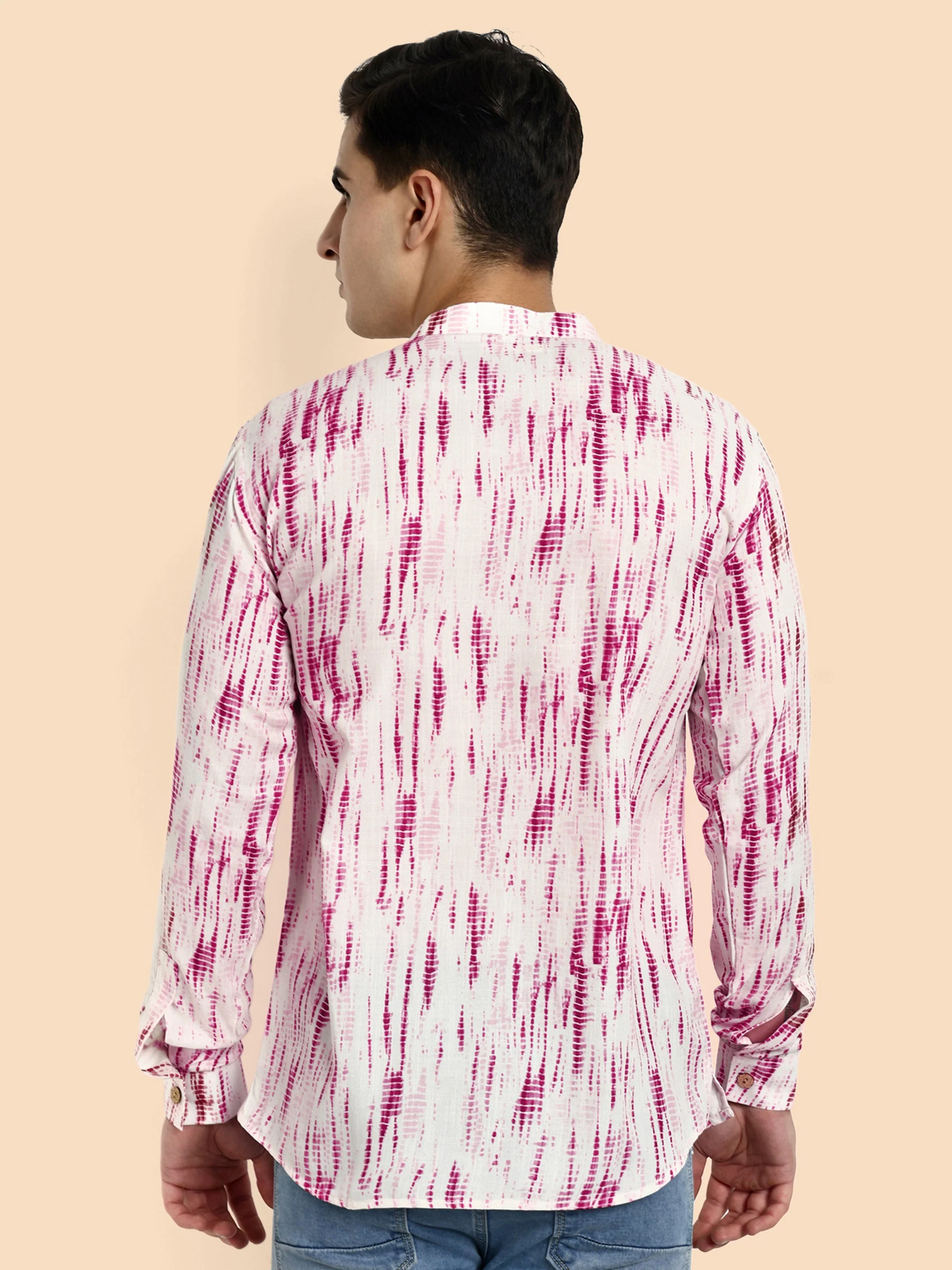 Pink Printed Men's Short Kurta - Image 5