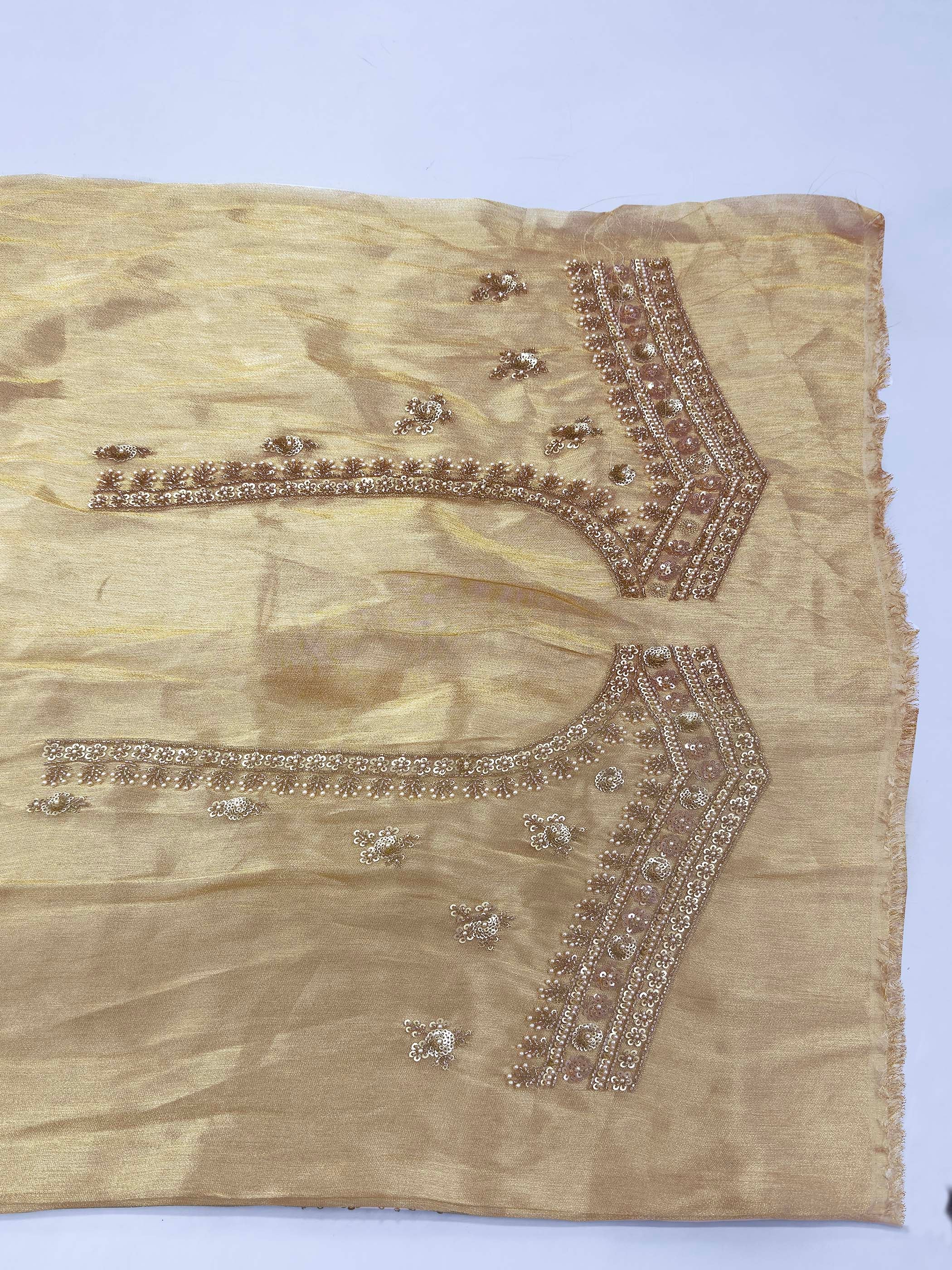White Tissue Silk Saree with Heavy Hand Zardozi & Pearl Work - Image 7